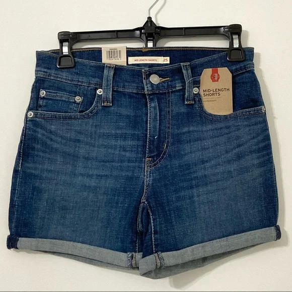 LEVI'S Sculpt Hypersoft Original Style Mid Length Denim Stretch Jean Shorts - Picture 2 of 12